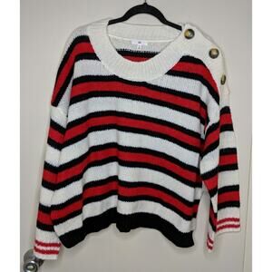BP (Nordstrom) Button Shoulder Stripe Sweater - Size 1X - NWT